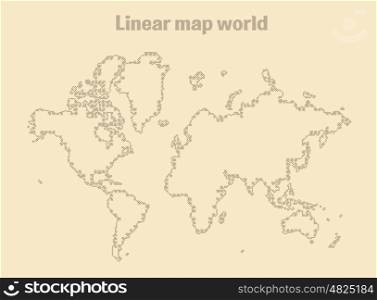 Map of Earth linear. Map of Earth linear. Vector illustration.