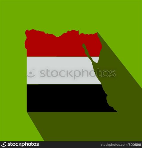 Map of Egypt with the image of the national flag icon in flat style on a blue background . Map of Egypt with the image of the national flag