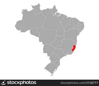 Map of Espirito Santo in Brazil