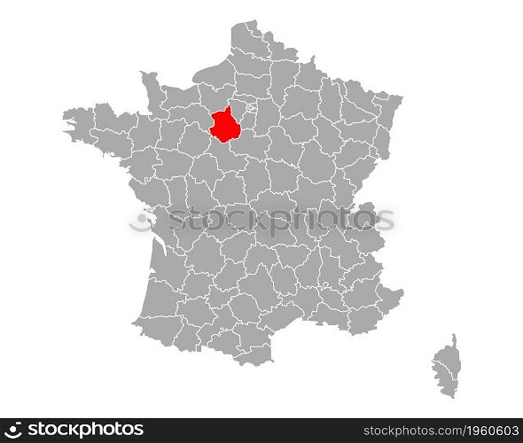 Map of Eure-et-Loir in France