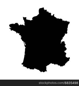Map of France. Black clip art map of France on white background