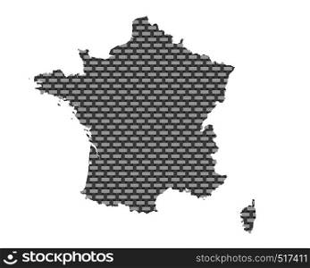 Map of France coarse meshed