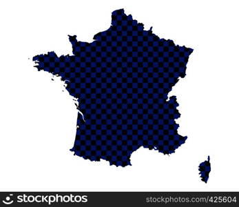 Map of France in checkerboard pattern