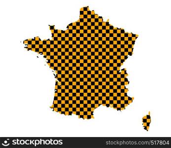 Map of France in checkerboard pattern