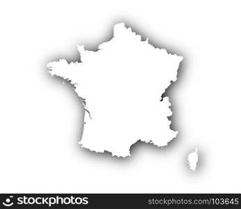 Map of France with shadow