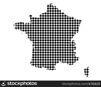 Map of France with small rhombs