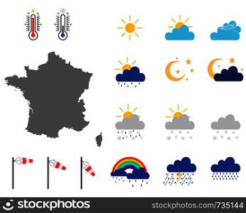 Map of France with weather symbols
