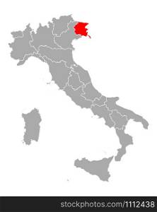 Map of Friuli-Venezia Giulia in Italy