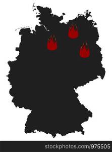 Map of Germany and fire symbol