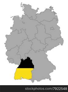Map of Germany with flag of Baden-Wuerttemberg