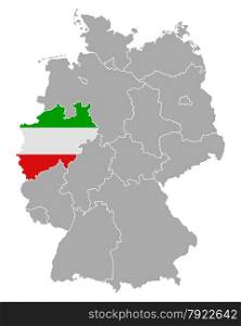 Map of Germany with flag of North Rhine-Westphalia