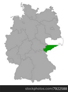 Map of Germany with flag of Saxony