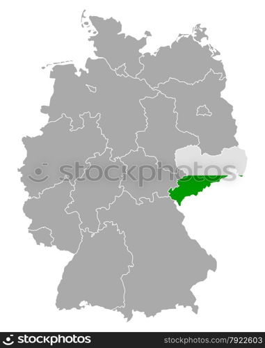 Map of Germany with flag of Saxony