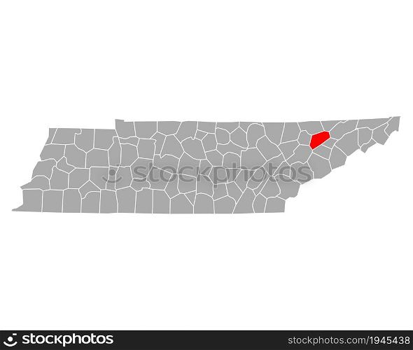 Map of Grainger in Tennessee