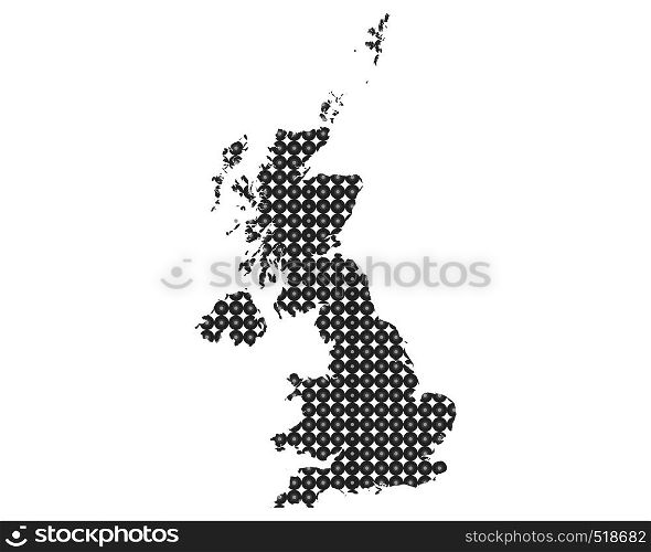 Map of Great Britain in circles