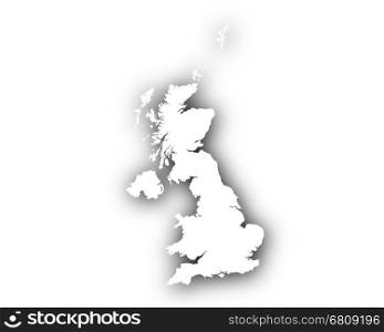 Map of Great Britain with shadow