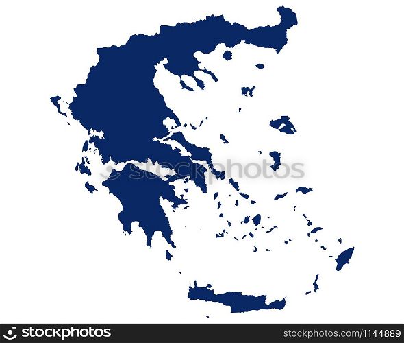 Map of Greece in blue colour