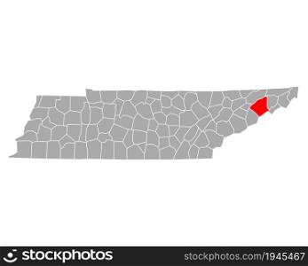 Map of Greene in Tennessee