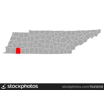 Map of Hardeman in Tennessee