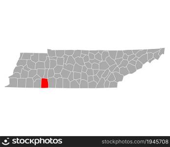 Map of Hardin in Tennessee