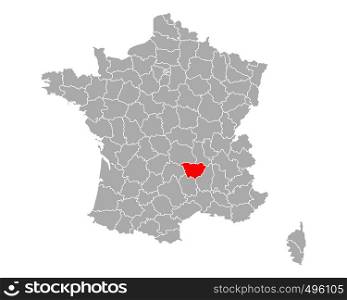 Map of Haute-Loire in France