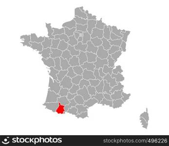 Map of Hautes-Pyrenees in France