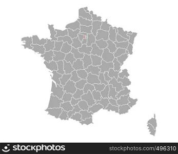 Map of Hauts-de-Seine in France