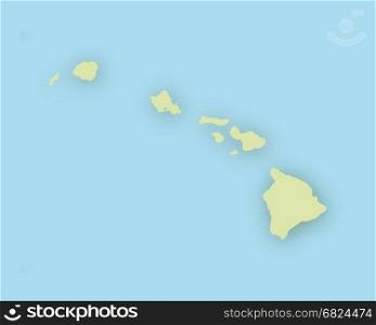 Map of Hawaii with shadow