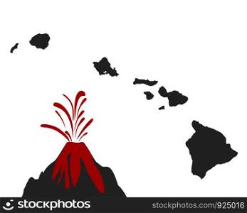 Map of Hawaii with volcano