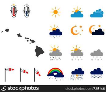 Map of Hawaii with weather symbols