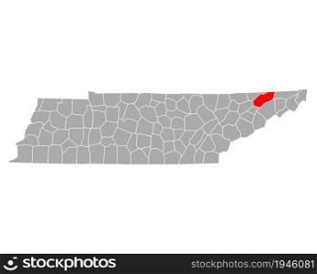 Map of Hawkins in Tennessee