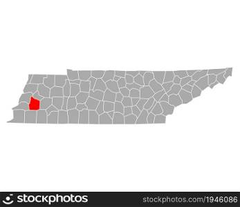 Map of Haywood in Tennessee