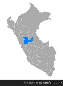 Map of Huanuco in Peru