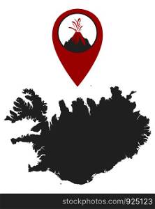 Map of Iceland with volcano locator