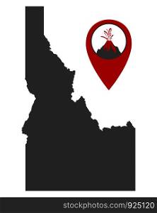 Map of Idaho with volcano locator