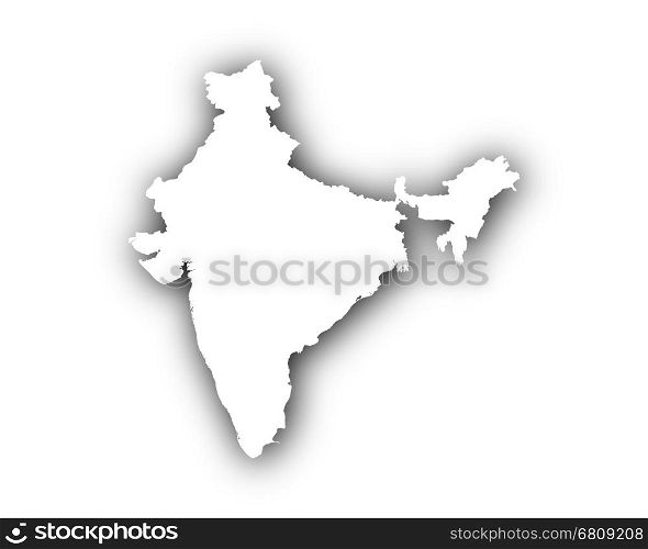 Map of India with shadow
