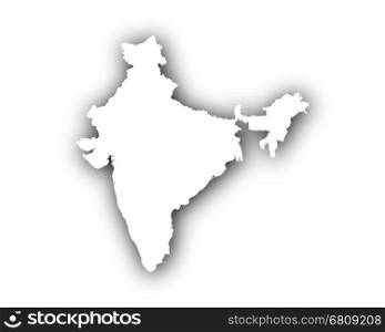Map of India with shadow