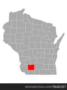 Map of Iowa in Wisconsin
