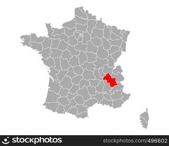 Map of Isere in France