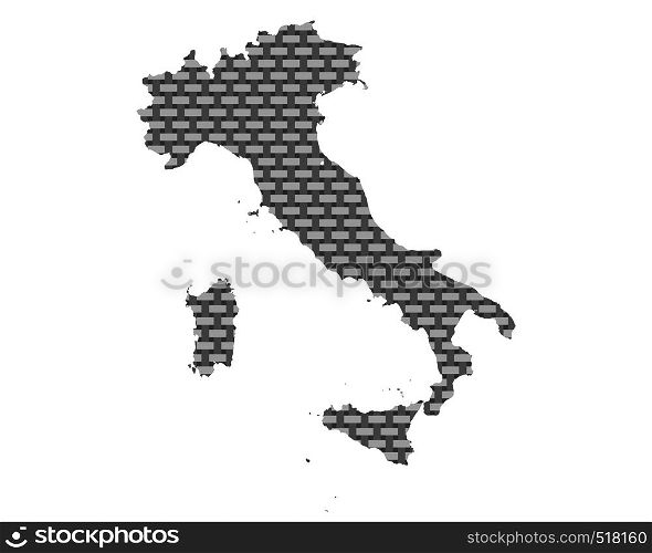 Map of Italy coarse meshed