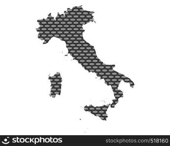 Map of Italy coarse meshed