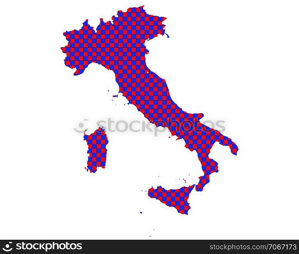 Map of Italy in checkerboard pattern
