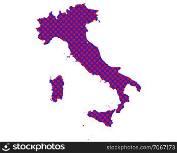 Map of Italy in checkerboard pattern