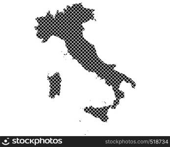 Map of Italy on simple cross stitch