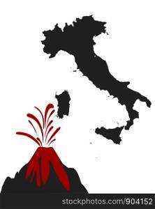 Map of Italy with volcano