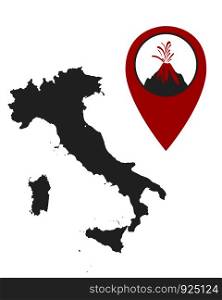 Map of Italy with volcano locator