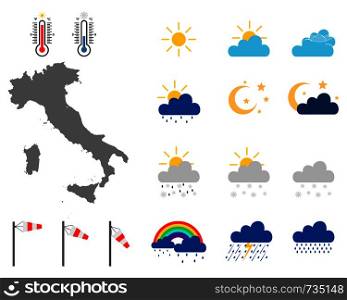Map of Italy with weather symbols