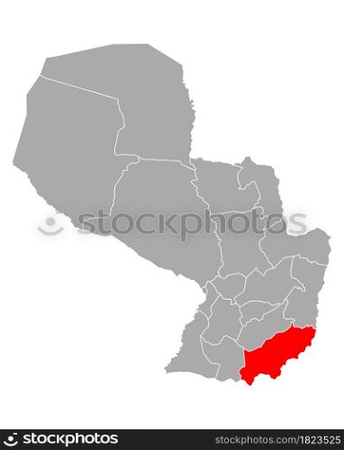 Map of Itapua in Paraguay