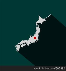 Map of Japan icon in flat style on a blue background . Map of Japan icon, flat style