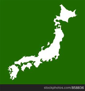 Map of Japan icon white isolated on green background. Vector illustration. Map of Japan icon green
